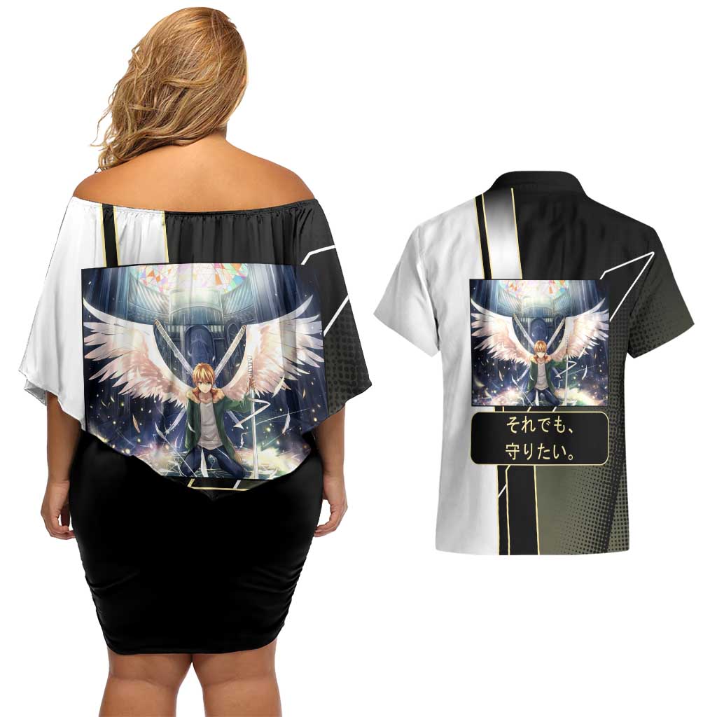 Yukine Couples Matching Off Shoulder Short Dress and Hawaiian Shirt Urban Divine Anime Style