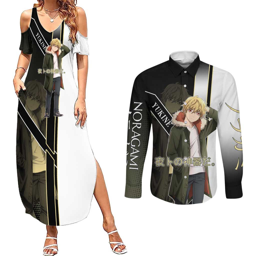 Yukine Couples Matching Summer Maxi Dress and Long Sleeve Button Shirt Urban Divine Anime Style