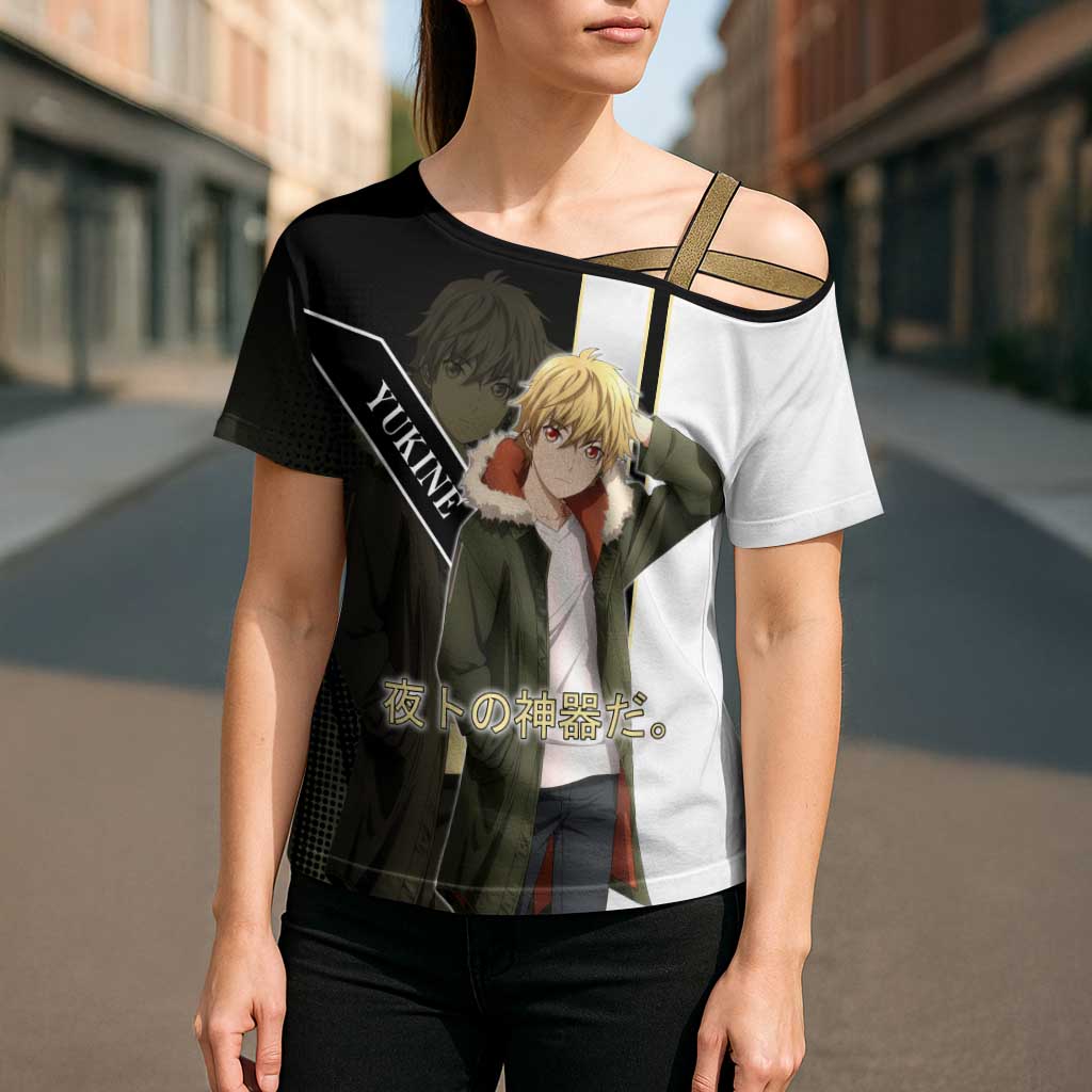 Yukine Cross Shoulder Shirt Urban Divine Anime Style