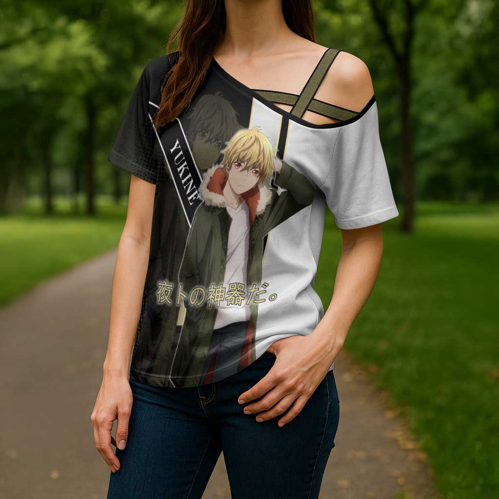 Yukine Cross Shoulder Shirt Urban Divine Anime Style