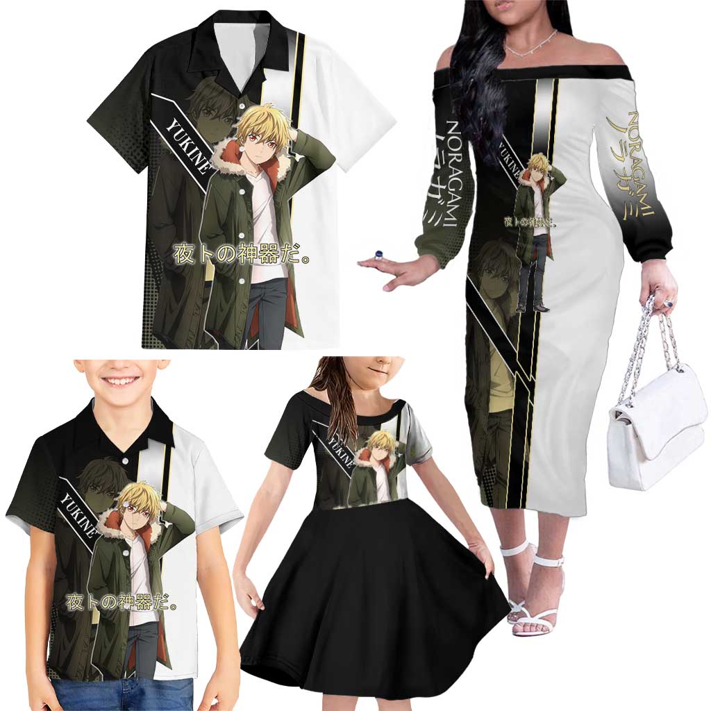 Yukine Family Matching Off The Shoulder Long Sleeve Dress and Hawaiian Shirt Urban Divine Anime Style