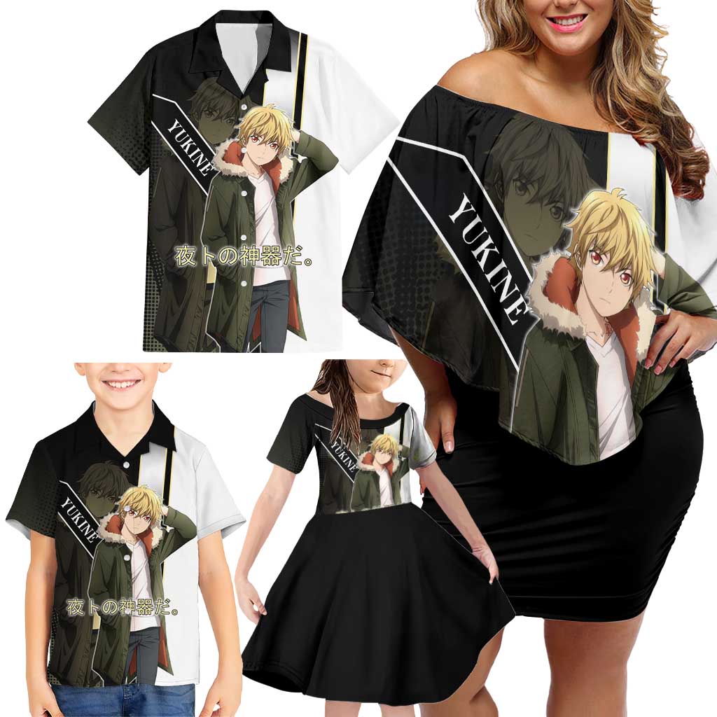 Yukine Family Matching Off Shoulder Short Dress and Hawaiian Shirt Urban Divine Anime Style