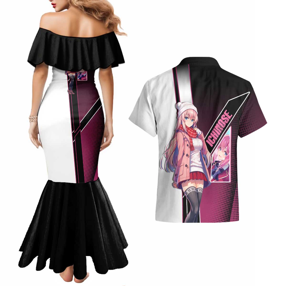 Honami Ichinose Couples Matching Mermaid Dress and Hawaiian Shirt Soft Kawaii School Anime Style