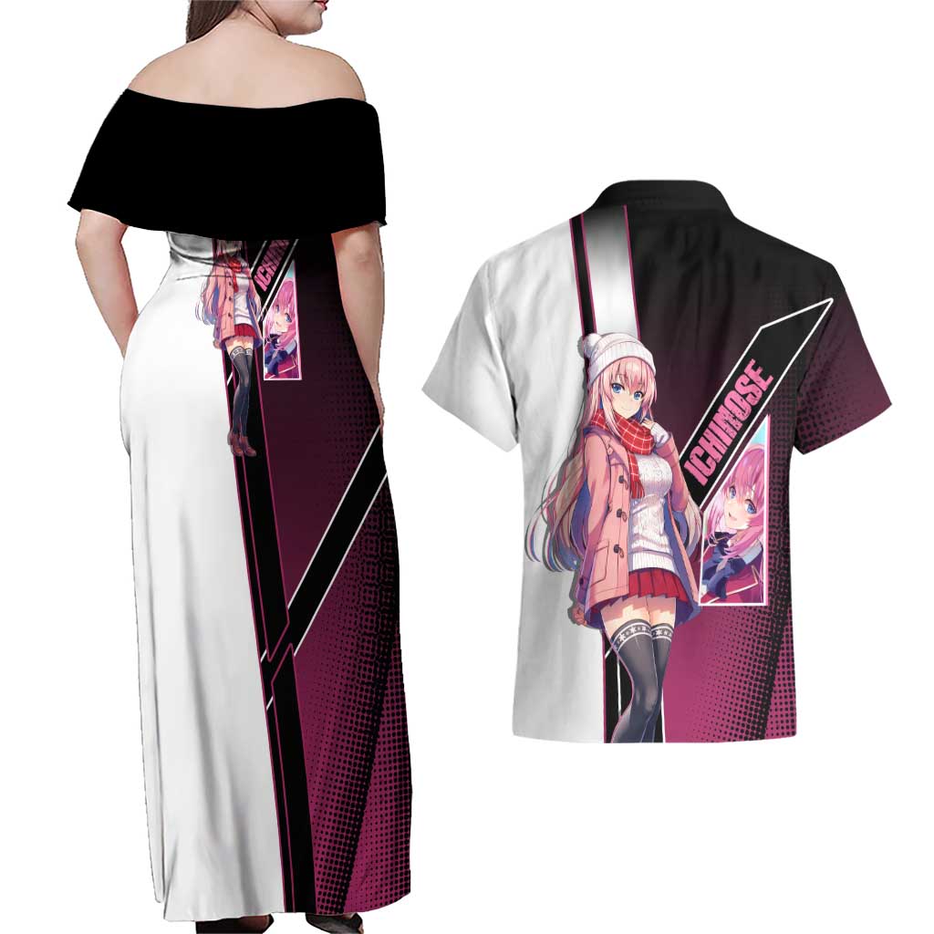 Honami Ichinose Couples Matching Off Shoulder Maxi Dress and Hawaiian Shirt Soft Kawaii School Anime Style