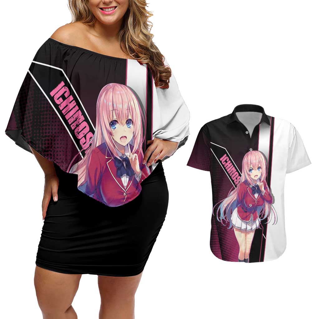 Honami Ichinose Couples Matching Off Shoulder Short Dress and Hawaiian Shirt Soft Kawaii School Anime Style