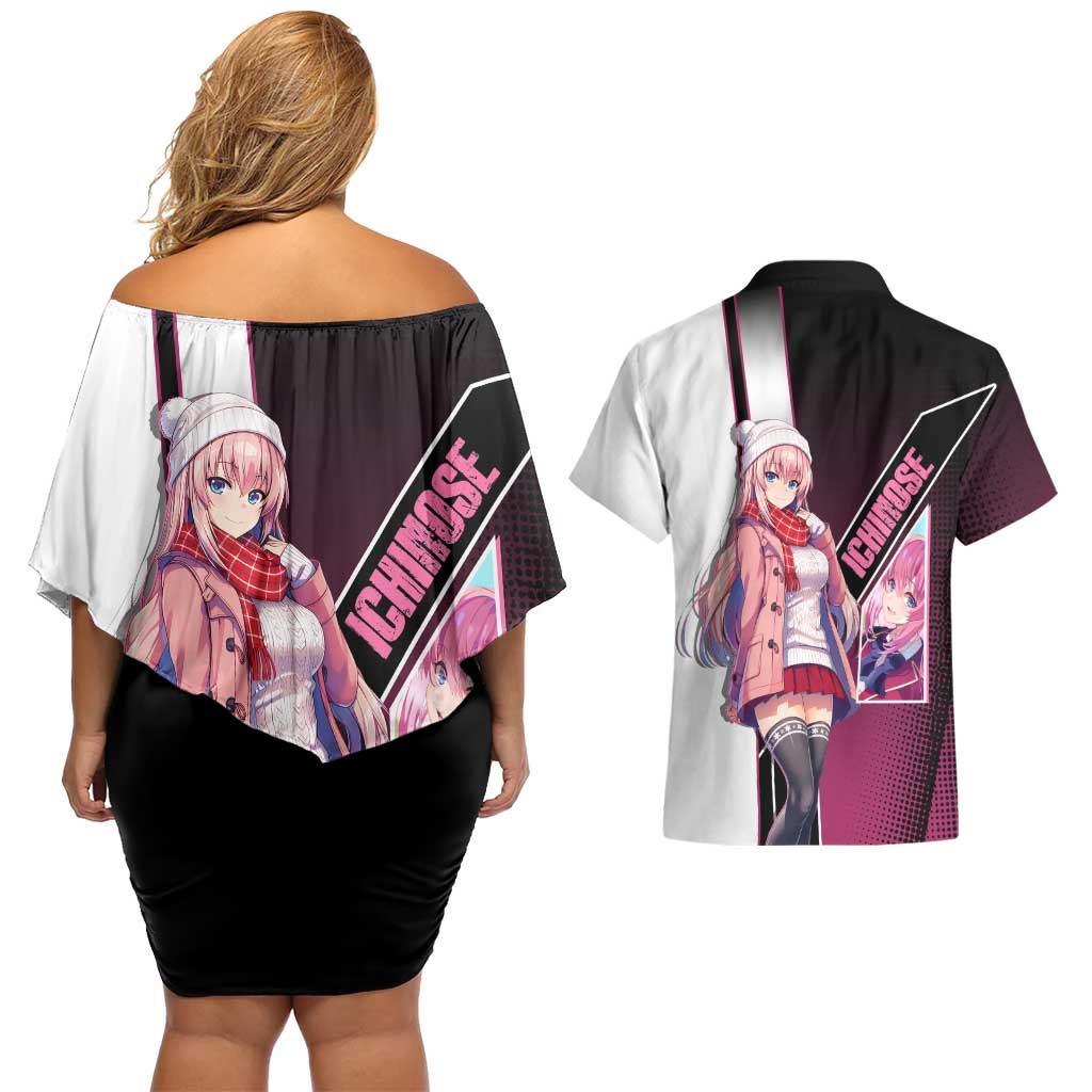 Honami Ichinose Couples Matching Off Shoulder Short Dress and Hawaiian Shirt Soft Kawaii School Anime Style