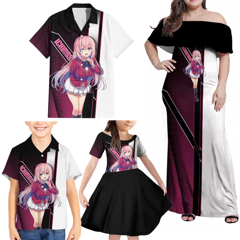 Honami Ichinose Family Matching Off Shoulder Maxi Dress and Hawaiian Shirt Soft Kawaii School Anime Style