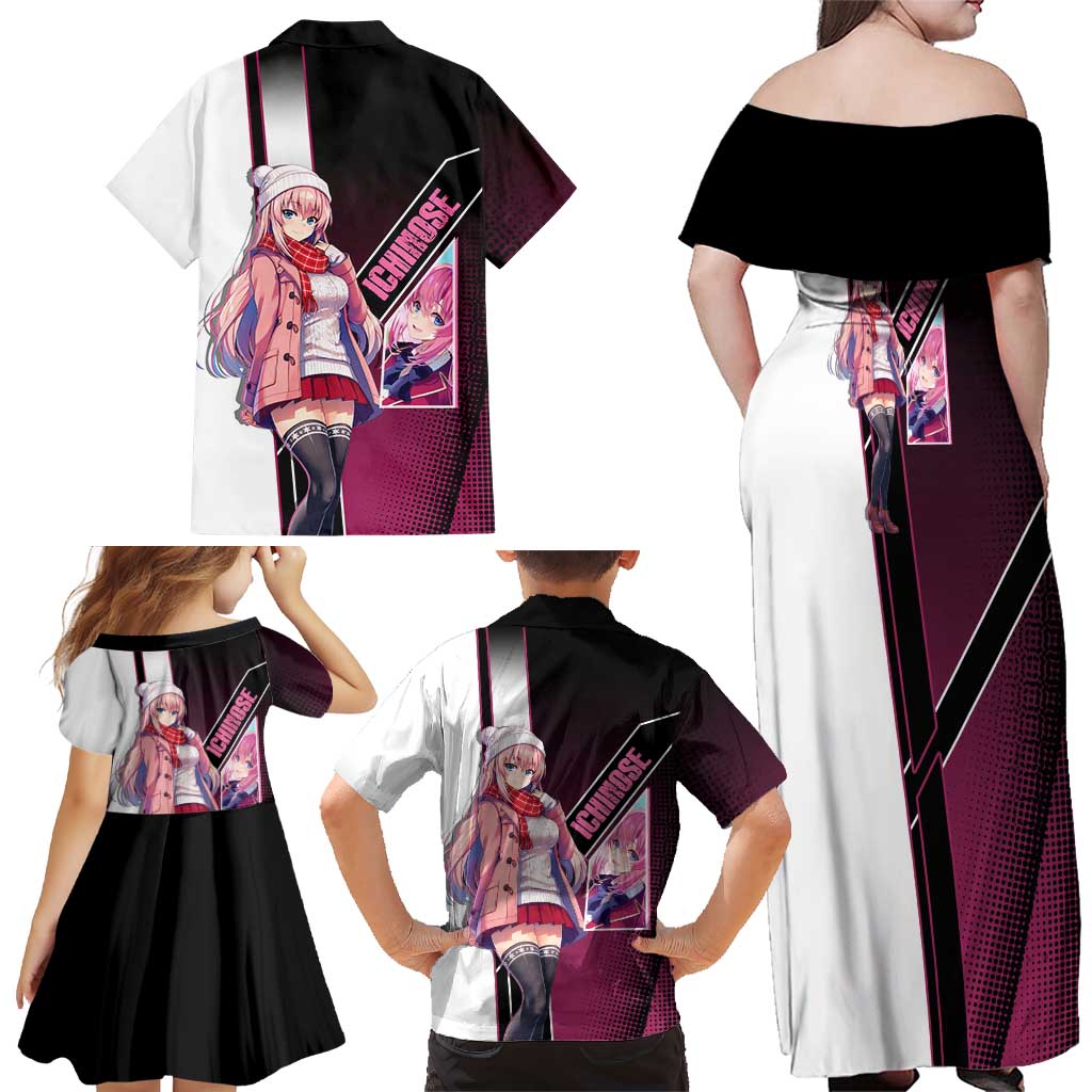 Honami Ichinose Family Matching Off Shoulder Maxi Dress and Hawaiian Shirt Soft Kawaii School Anime Style