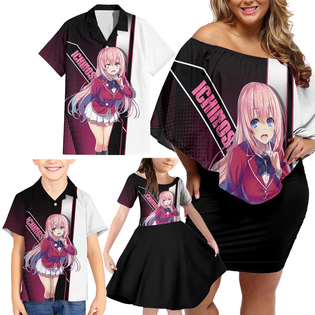 Honami Ichinose Family Matching Off Shoulder Short Dress and Hawaiian Shirt Soft Kawaii School Anime Style
