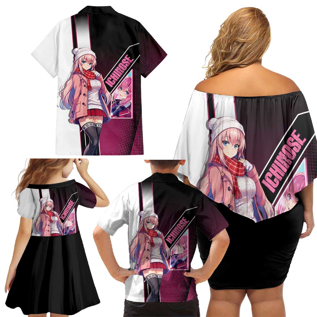Honami Ichinose Family Matching Off Shoulder Short Dress and Hawaiian Shirt Soft Kawaii School Anime Style