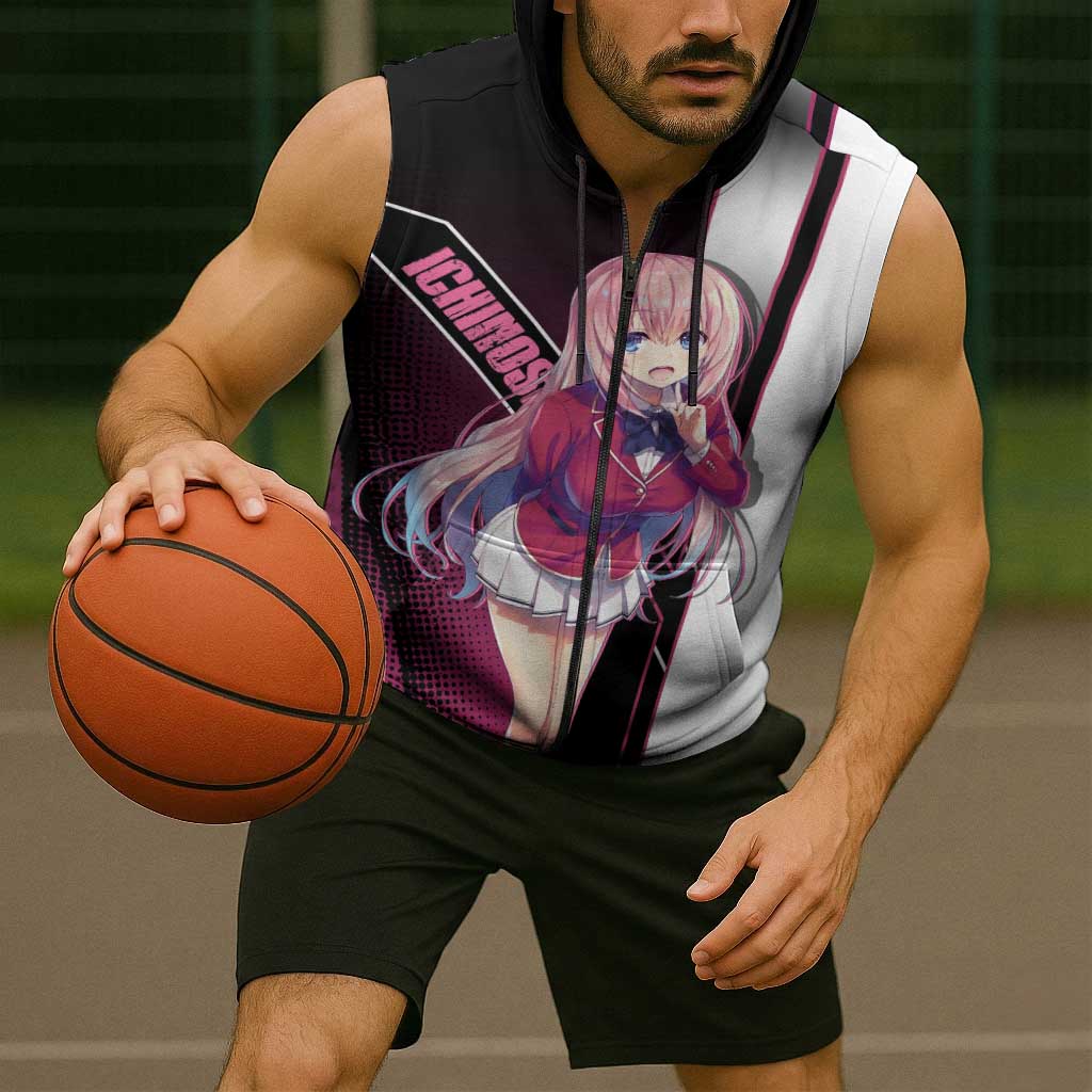 Honami Ichinose Sleeveless Zip Hoodie Soft Kawaii School Anime Style