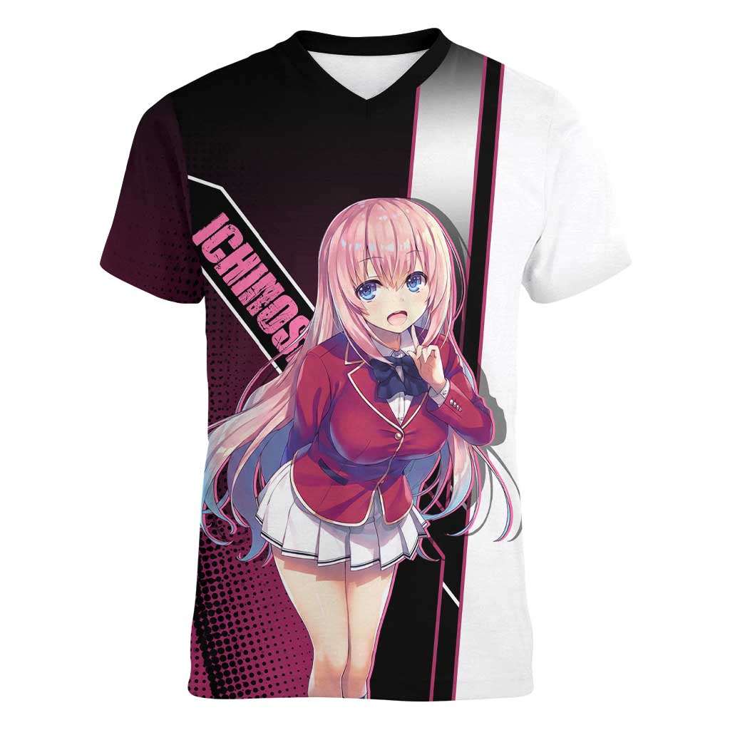 Honami Ichinose Women V-Neck T-Shirt Soft Kawaii School Anime Style