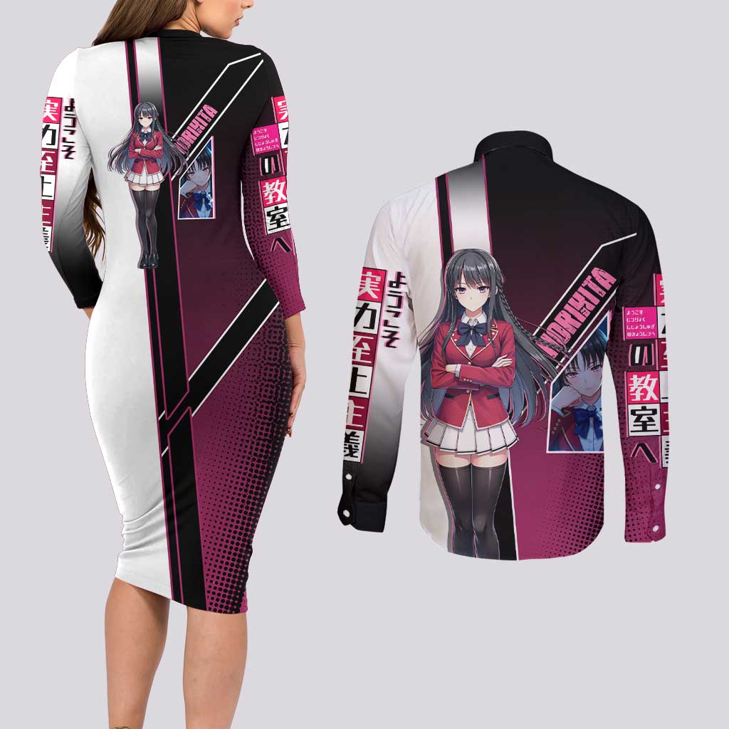Suzune Horikita Couples Matching Long Sleeve Bodycon Dress and Long Sleeve Button Shirt Elegant School Anime Style
