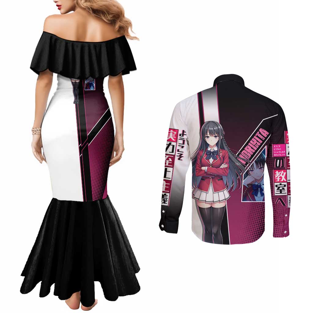 Suzune Horikita Couples Matching Mermaid Dress and Long Sleeve Button Shirt Elegant School Anime Style