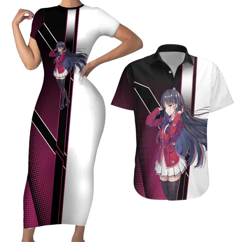Suzune Horikita Couples Matching Short Sleeve Bodycon Dress and Hawaiian Shirt Elegant School Anime Style