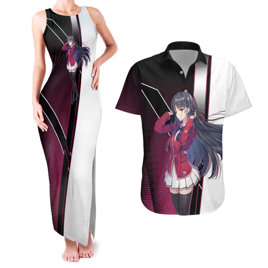 Suzune Horikita Couples Matching Tank Maxi Dress and Hawaiian Shirt Elegant School Anime Style