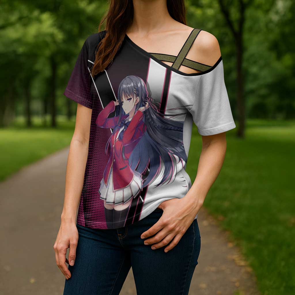 Suzune Horikita Cross Shoulder Shirt Elegant School Anime Style