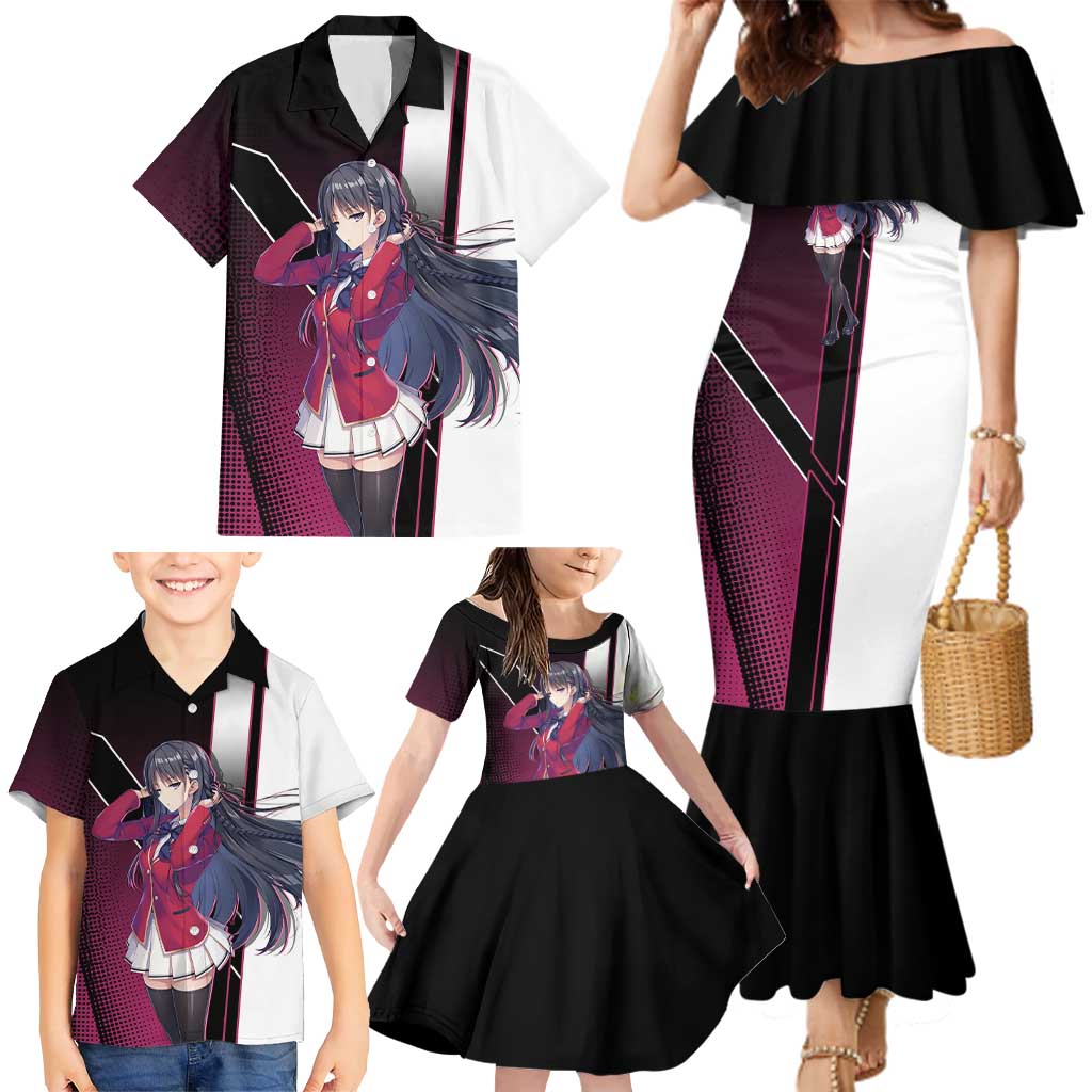 Suzune Horikita Family Matching Mermaid Dress and Hawaiian Shirt Elegant School Anime Style