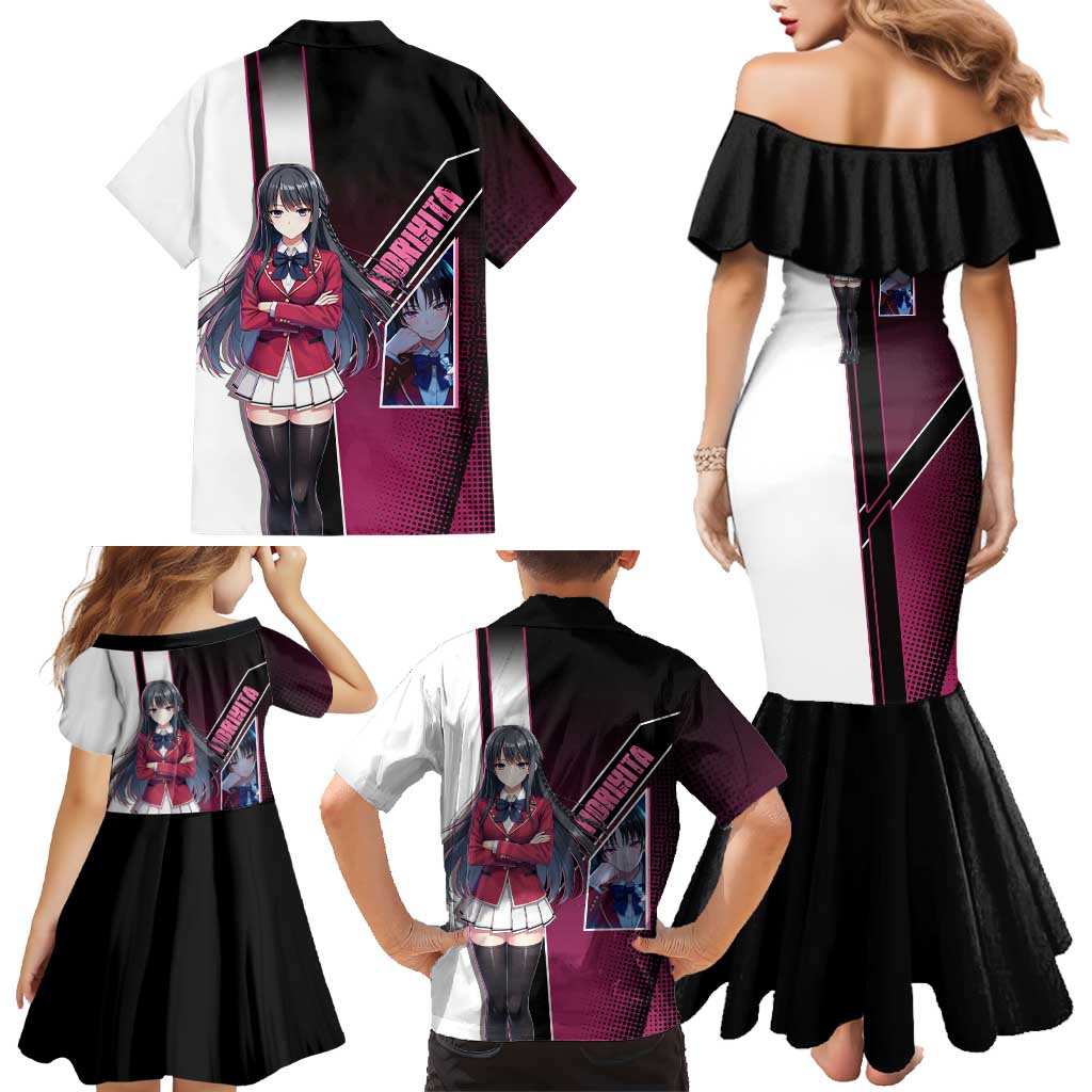 Suzune Horikita Family Matching Mermaid Dress and Hawaiian Shirt Elegant School Anime Style