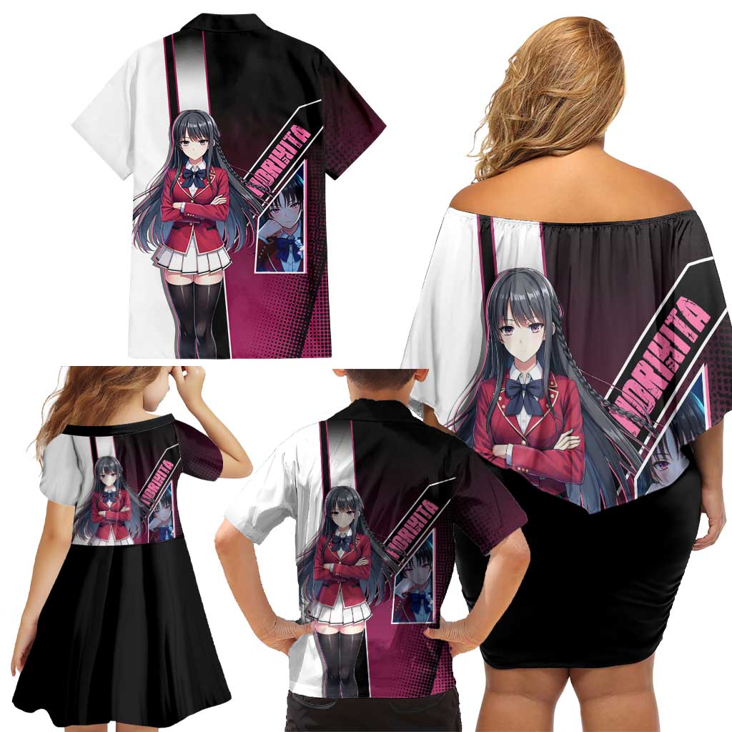 Suzune Horikita Family Matching Off Shoulder Short Dress and Hawaiian Shirt Elegant School Anime Style