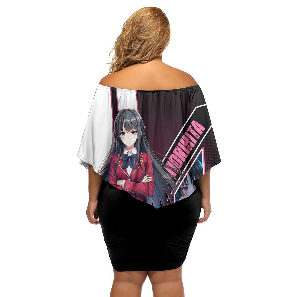 Suzune Horikita Family Matching Off Shoulder Short Dress and Hawaiian Shirt Elegant School Anime Style