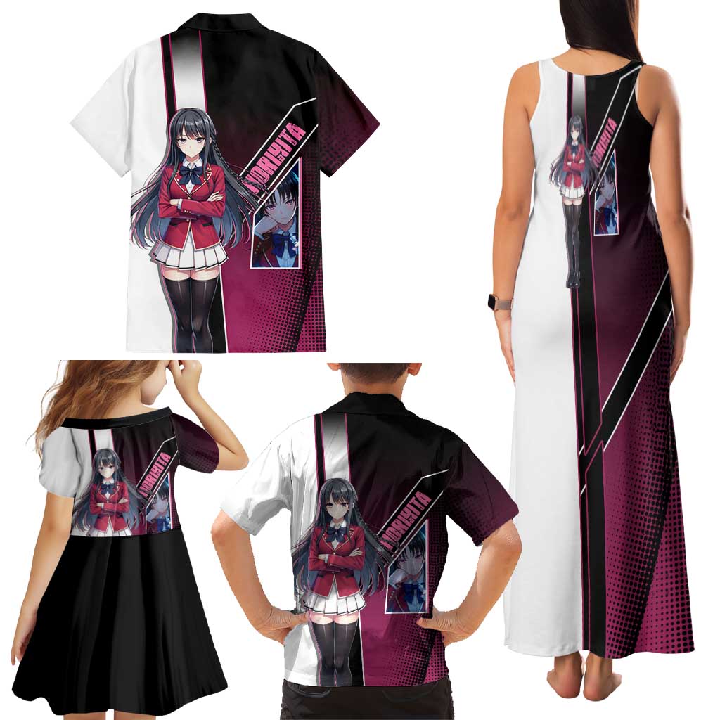 Suzune Horikita Family Matching Tank Maxi Dress and Hawaiian Shirt Elegant School Anime Style