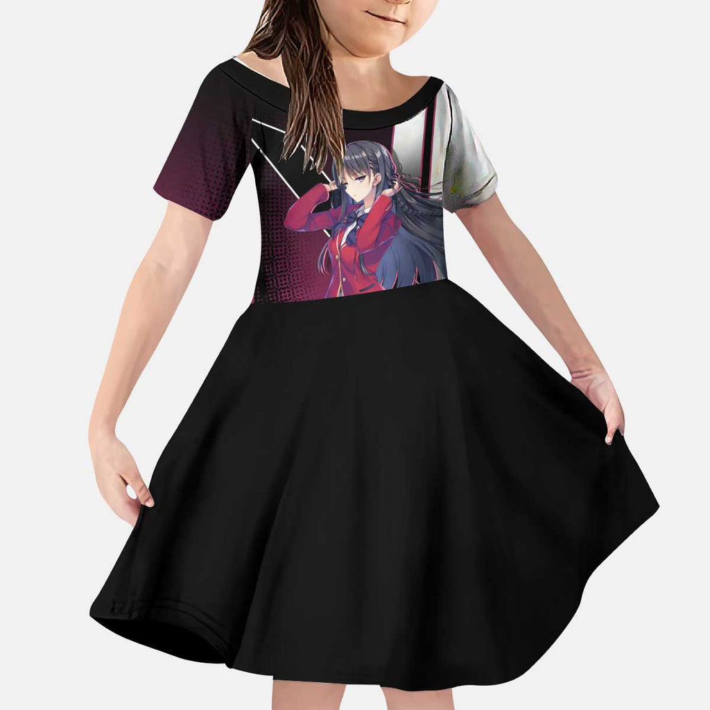 Suzune Horikita Kid Short Sleeve Dress Elegant School Anime Style