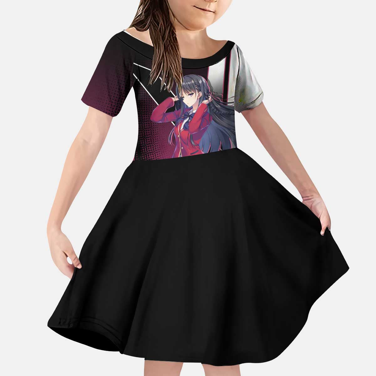 Suzune Horikita Kid Short Sleeve Dress Elegant School Anime Style