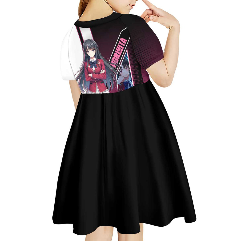 Suzune Horikita Kid Short Sleeve Dress Elegant School Anime Style