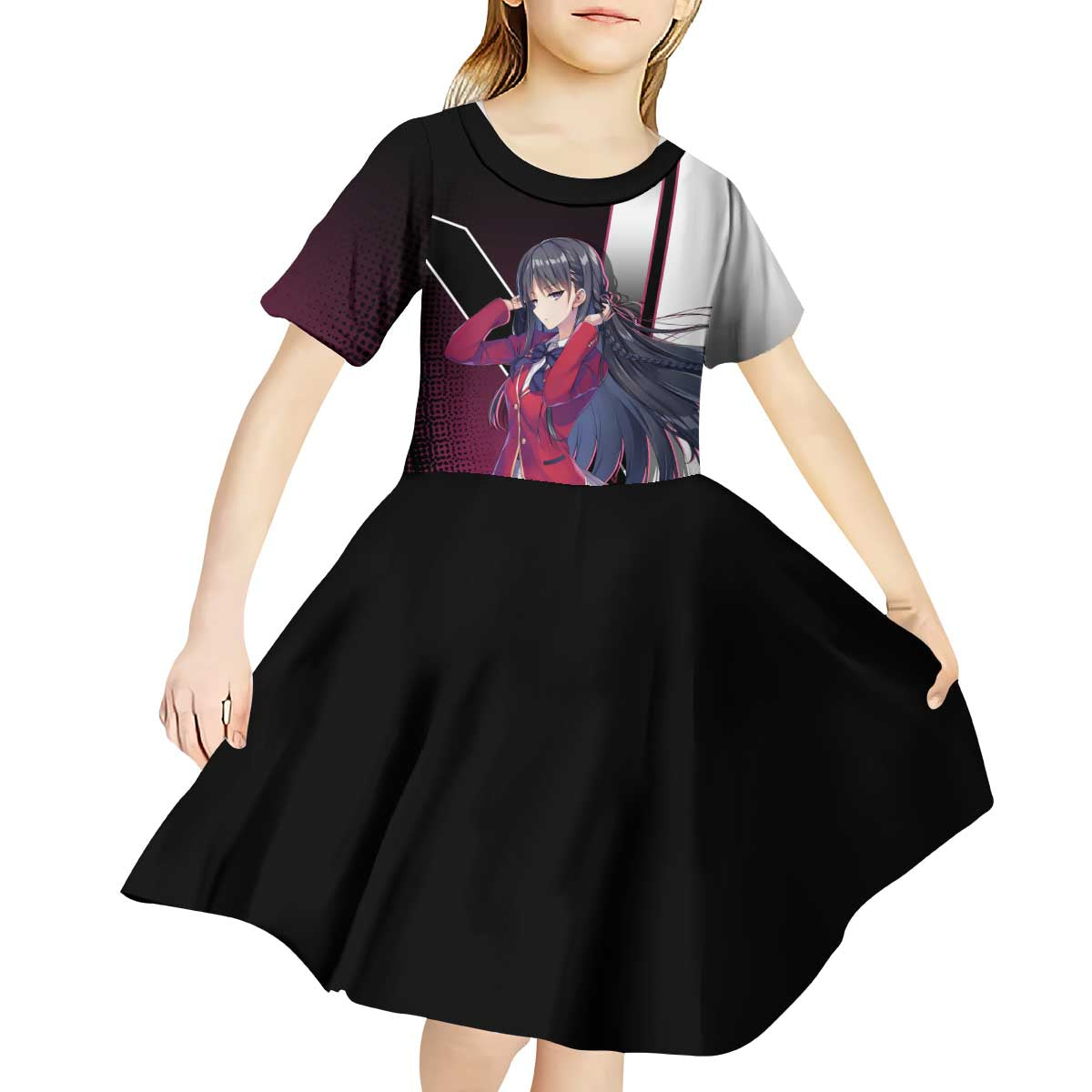 Suzune Horikita Kid Short Sleeve Dress Elegant School Anime Style