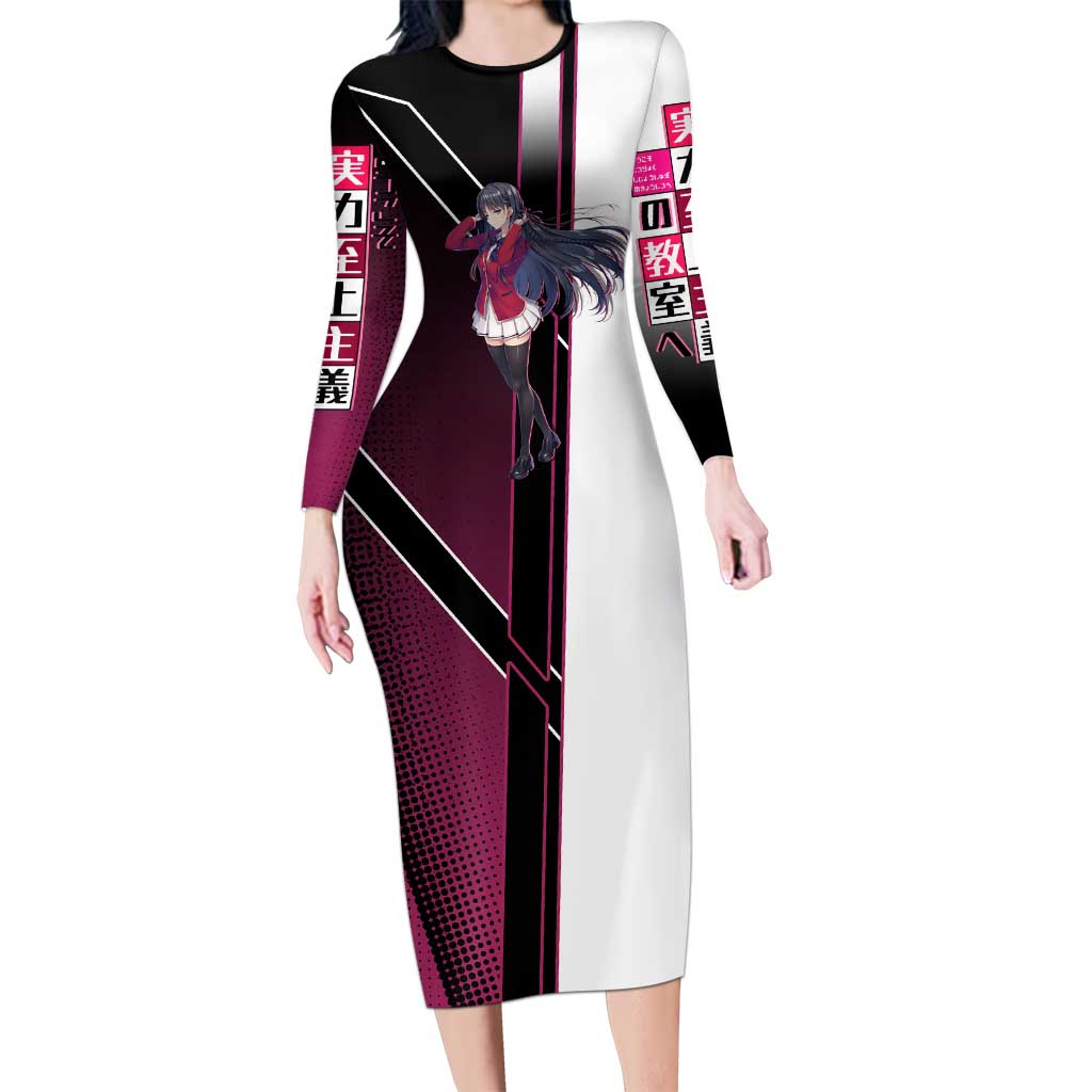 Suzune Horikita Long Sleeve Bodycon Dress Elegant School Anime Style