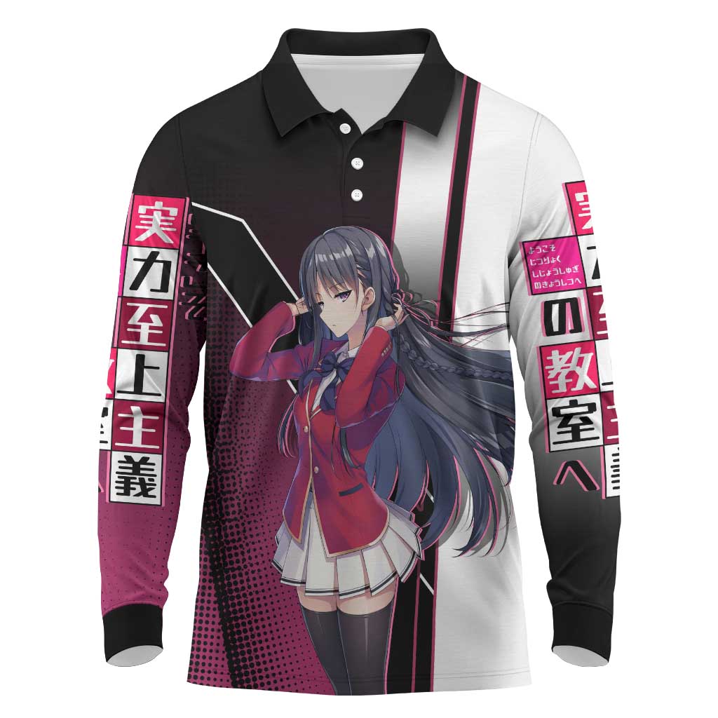 Suzune Horikita Long Sleeve Polo Shirt Elegant School Anime Style