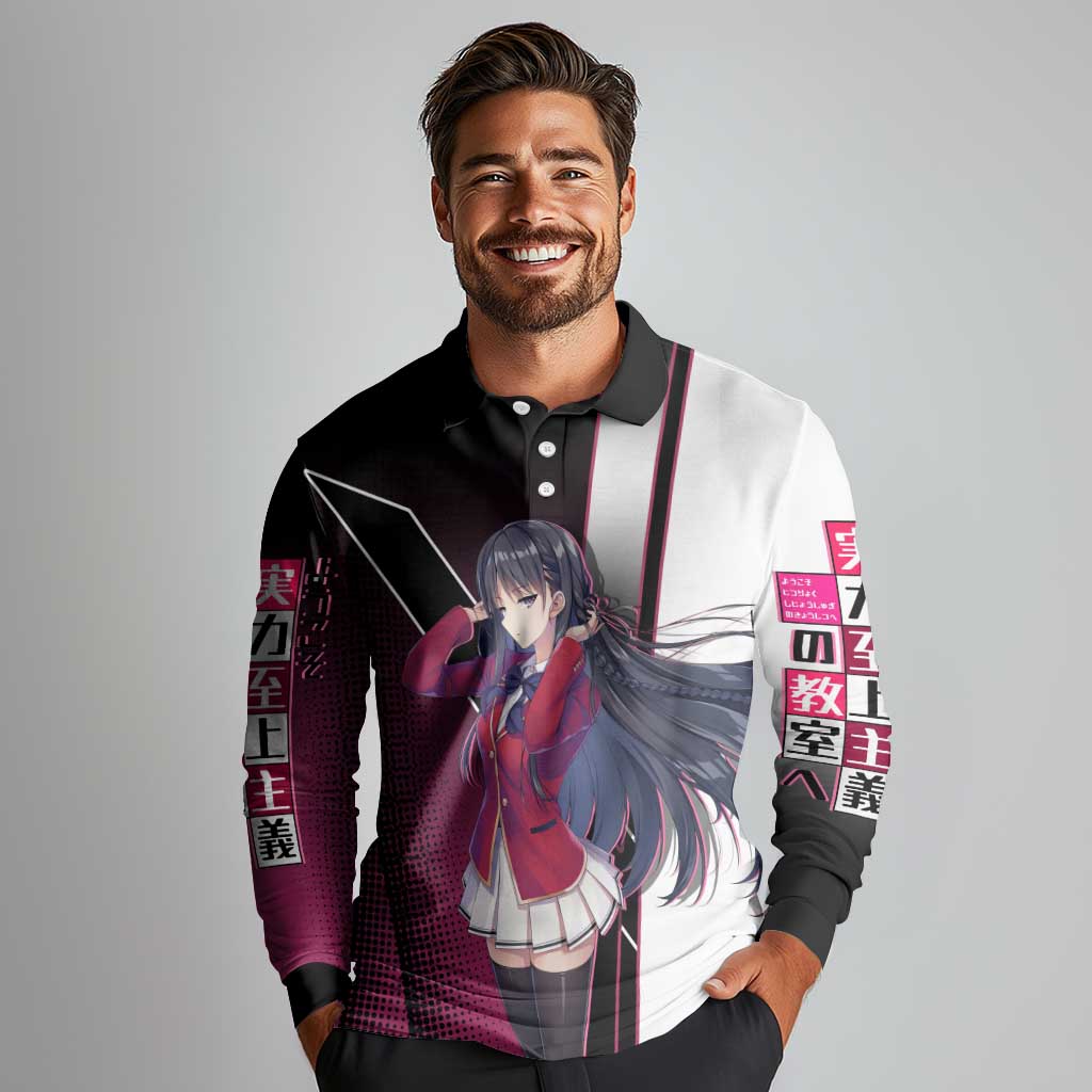 Suzune Horikita Long Sleeve Polo Shirt Elegant School Anime Style