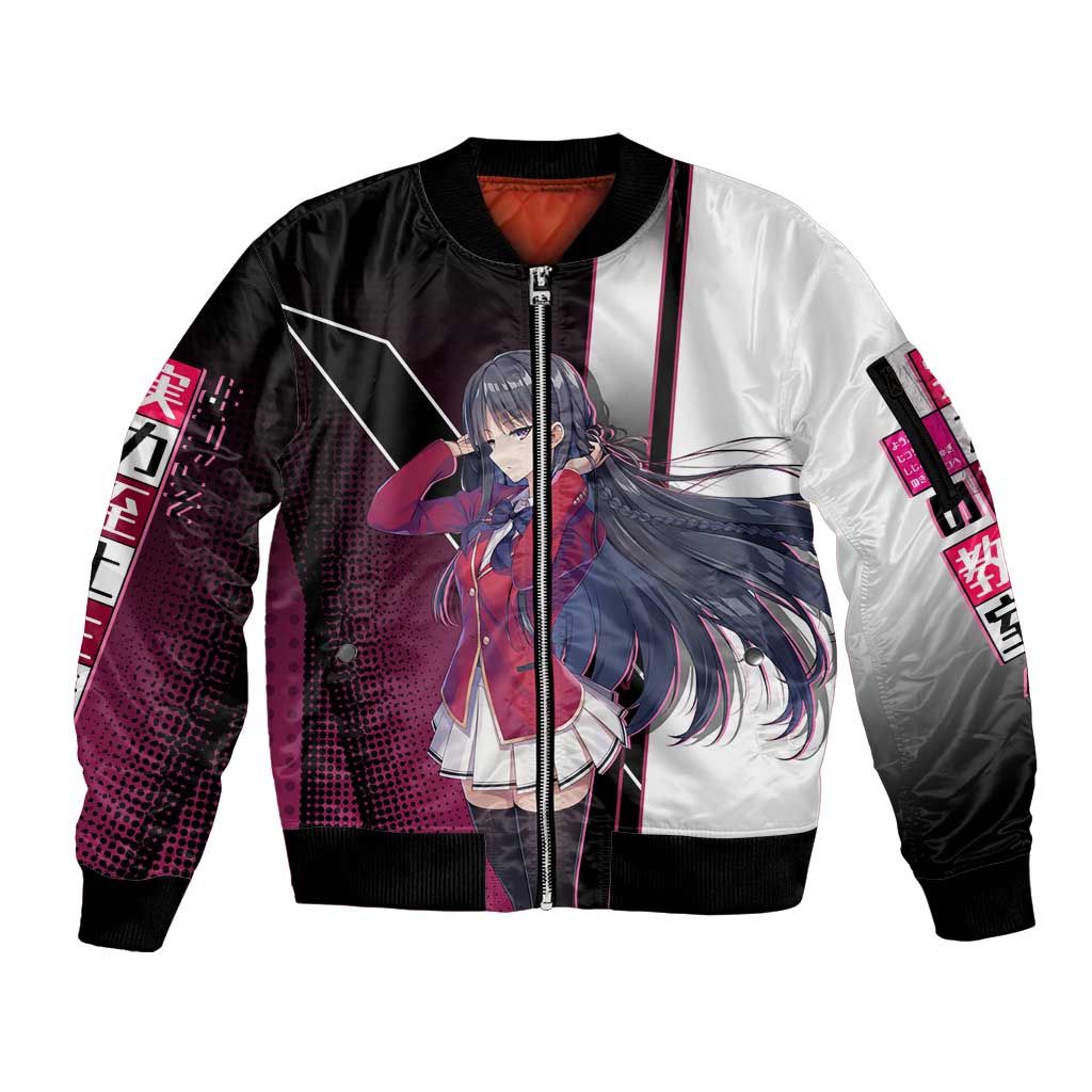 Suzune Horikita Sleeve Zip Bomber Jacket Elegant School Anime Style