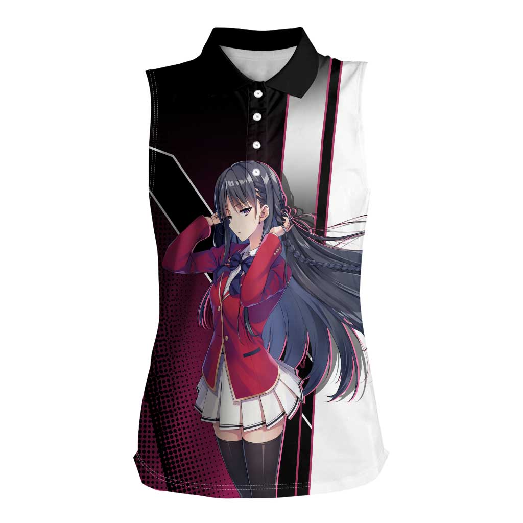 Suzune Horikita Women Sleeveless Polo Shirt Elegant School Anime Style