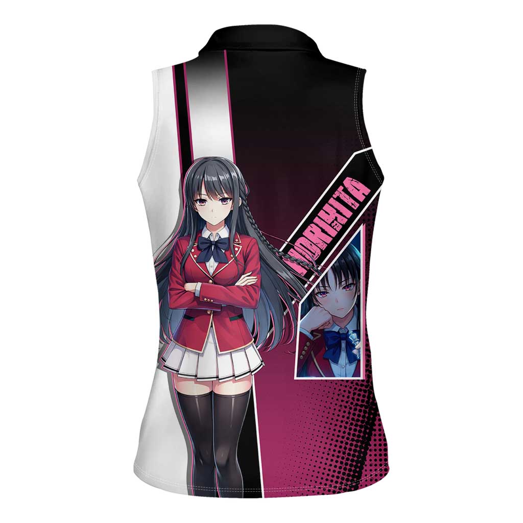 Suzune Horikita Women Sleeveless Polo Shirt Elegant School Anime Style