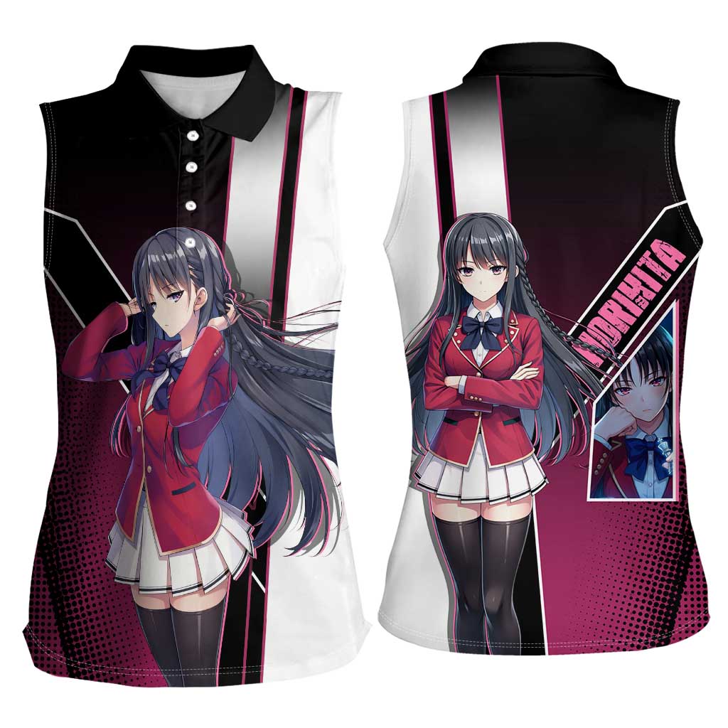 Suzune Horikita Women Sleeveless Polo Shirt Elegant School Anime Style