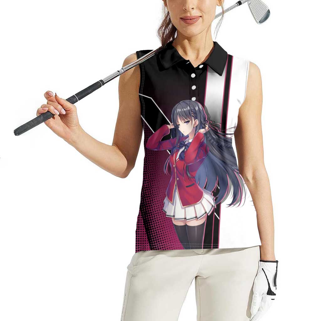 Suzune Horikita Women Sleeveless Polo Shirt Elegant School Anime Style