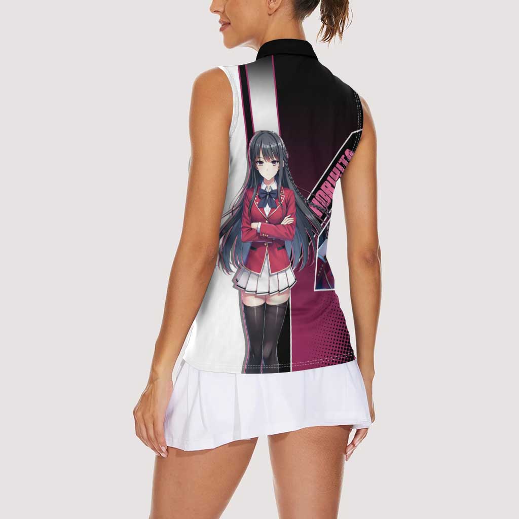 Suzune Horikita Women Sleeveless Polo Shirt Elegant School Anime Style