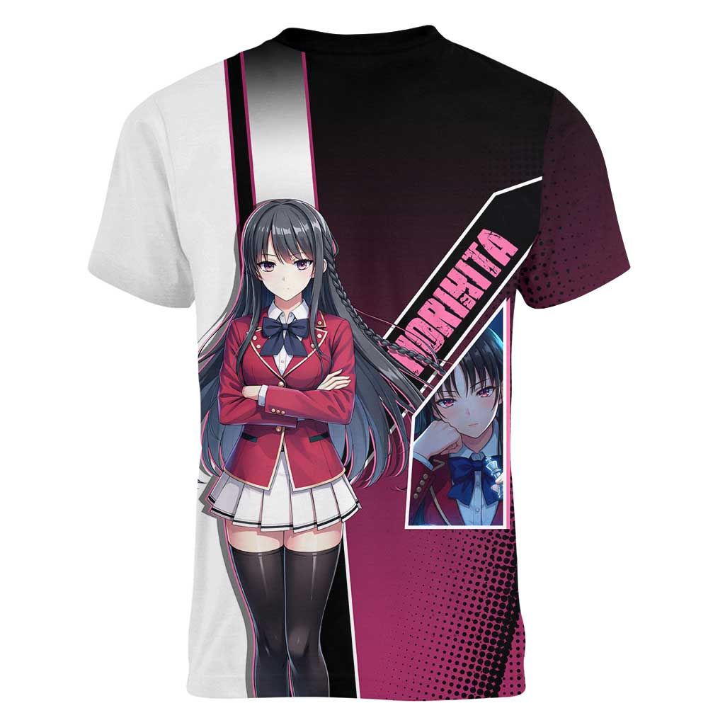 Suzune Horikita Women V-Neck T-Shirt Elegant School Anime Style