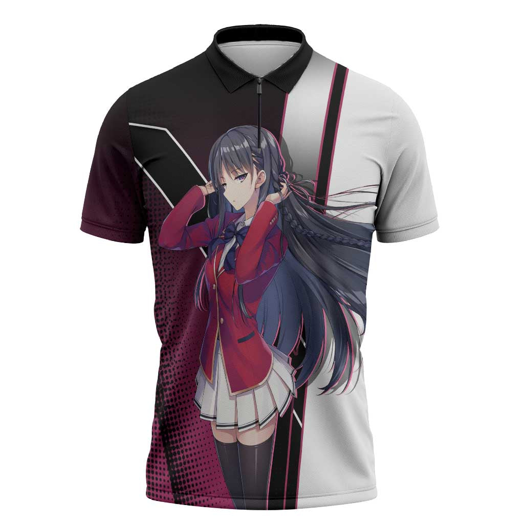 Suzune Horikita Zipper Polo Shirt Elegant School Anime Style