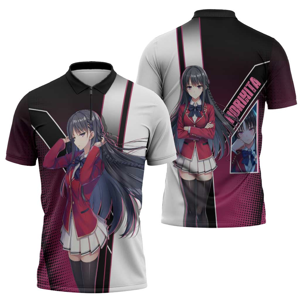 Suzune Horikita Zipper Polo Shirt Elegant School Anime Style