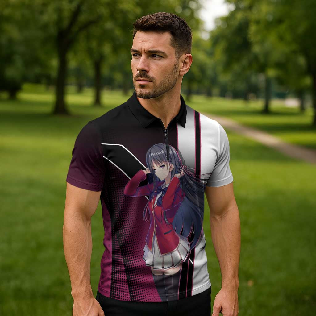 Suzune Horikita Zipper Polo Shirt Elegant School Anime Style