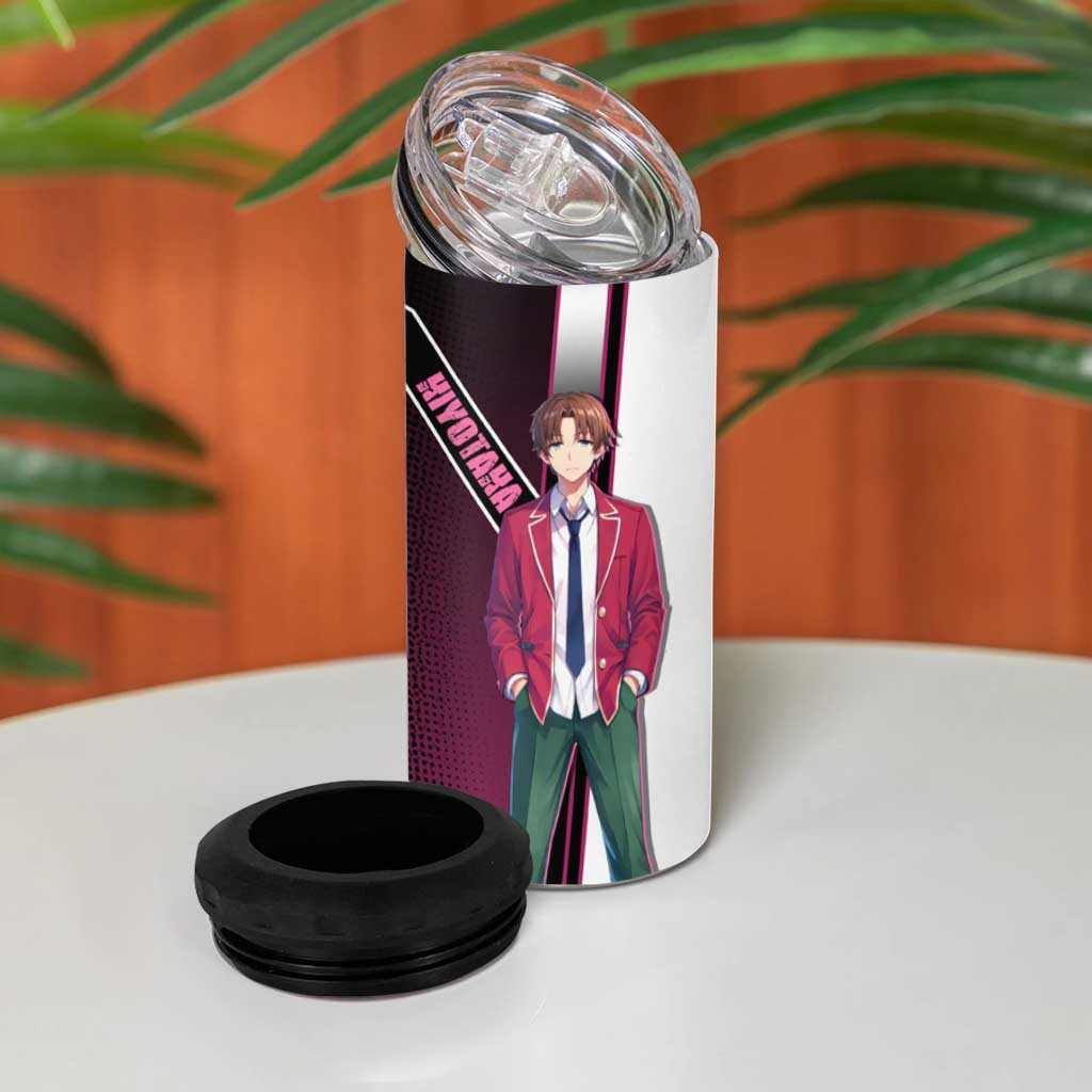 Kiyotaka Ayanokouji 4 in 1 Can Cooler Tumbler Minimalist Strategic Anime Style