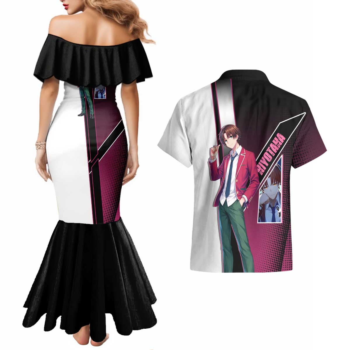 Kiyotaka Ayanokouji Couples Matching Mermaid Dress and Hawaiian Shirt Minimalist Strategic Anime Style