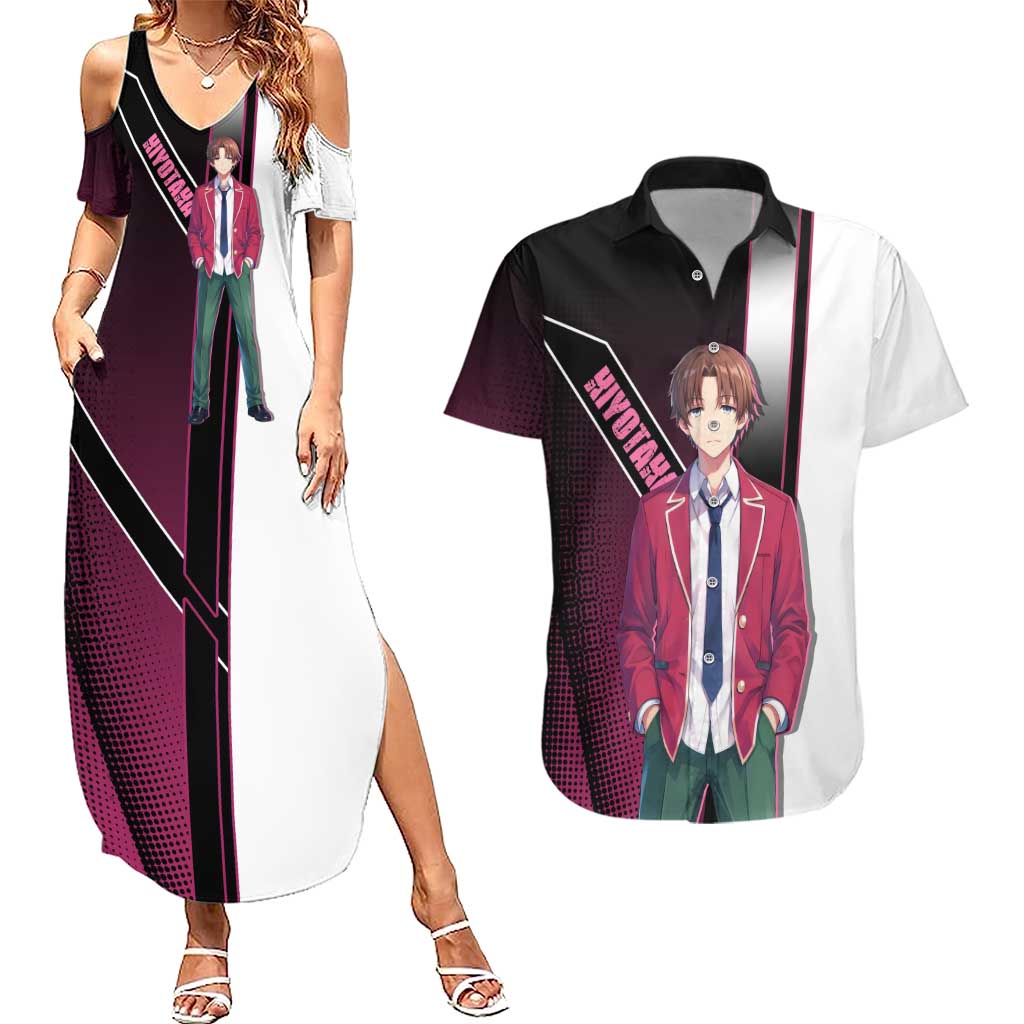 Kiyotaka Ayanokouji Couples Matching Summer Maxi Dress and Hawaiian Shirt Minimalist Strategic Anime Style