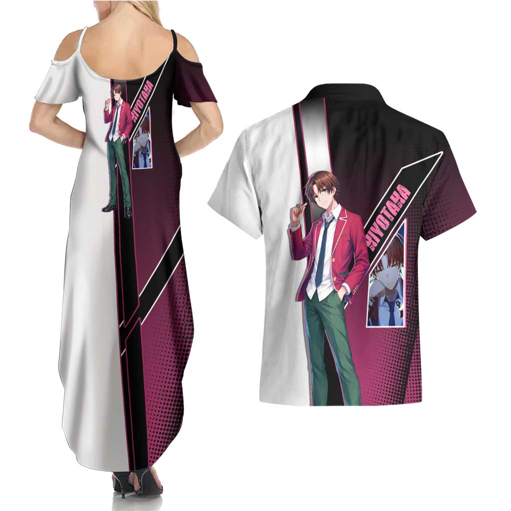 Kiyotaka Ayanokouji Couples Matching Summer Maxi Dress and Hawaiian Shirt Minimalist Strategic Anime Style