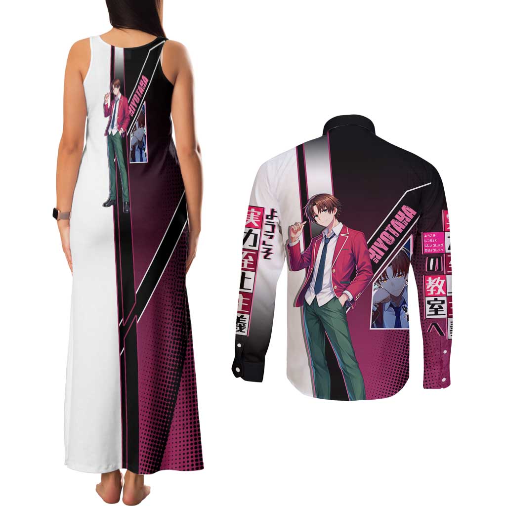 Kiyotaka Ayanokouji Couples Matching Tank Maxi Dress and Long Sleeve Button Shirt Minimalist Strategic Anime Style
