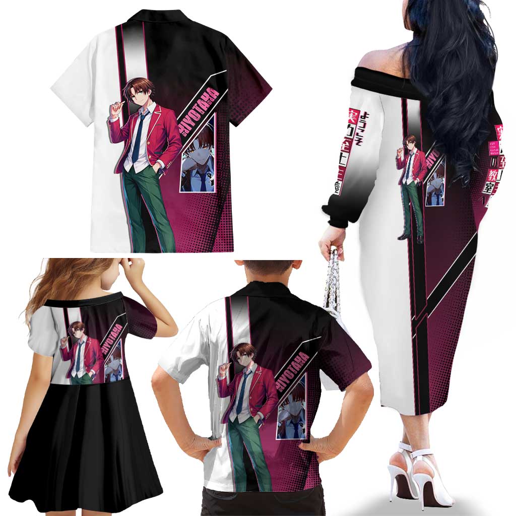 Kiyotaka Ayanokouji Family Matching Off The Shoulder Long Sleeve Dress and Hawaiian Shirt Minimalist Strategic Anime Style