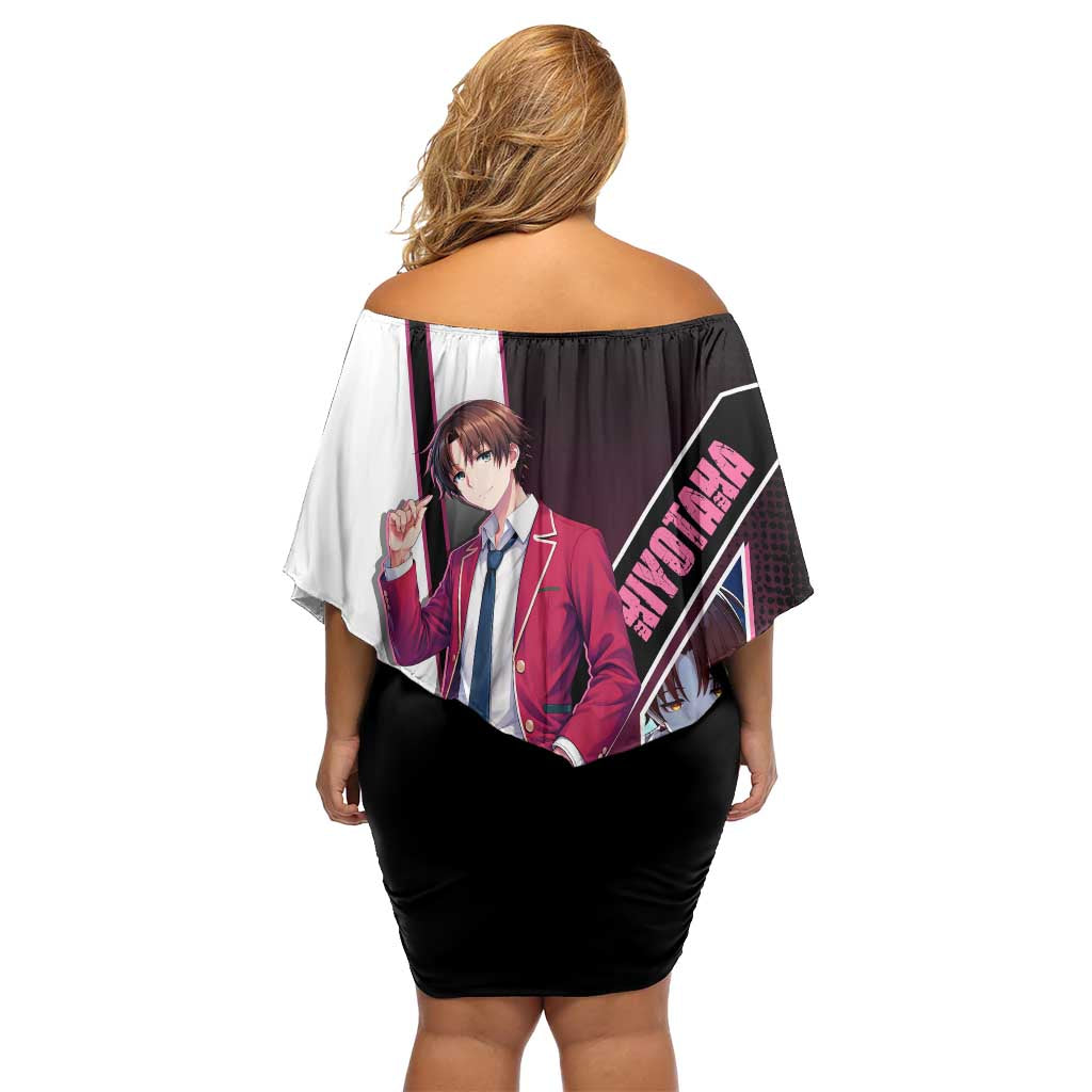 Kiyotaka Ayanokouji Family Matching Off Shoulder Short Dress and Hawaiian Shirt Minimalist Strategic Anime Style